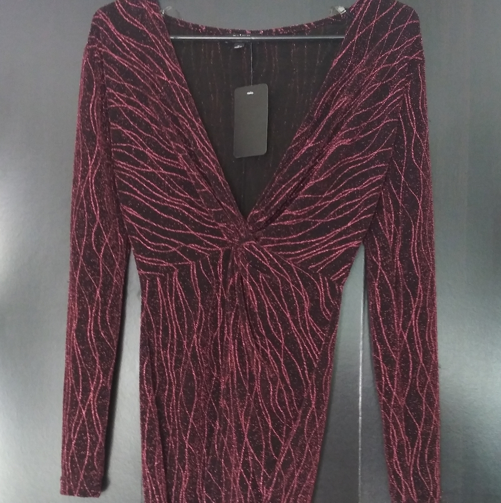 Black & Pink Shimmer Style Cocktail Dress